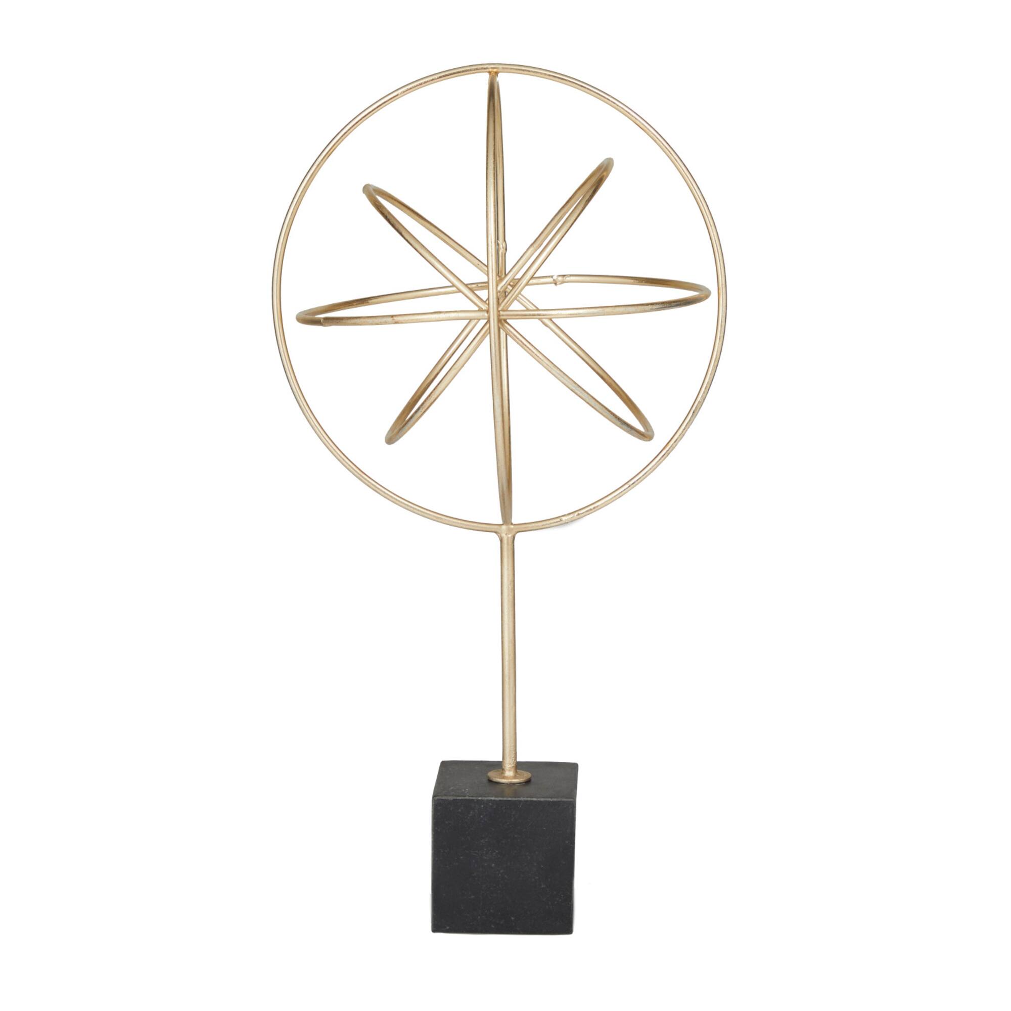 CosmoLiving by Cosmopolitan Gold Marble Contemporary Sculpture, 18" x 9" x 9"